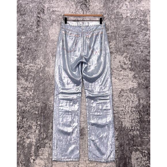 Rag & Bone Pants 25 Womens Alex Liquid Miramar Luna Silver Shine - Picture 2 of 6